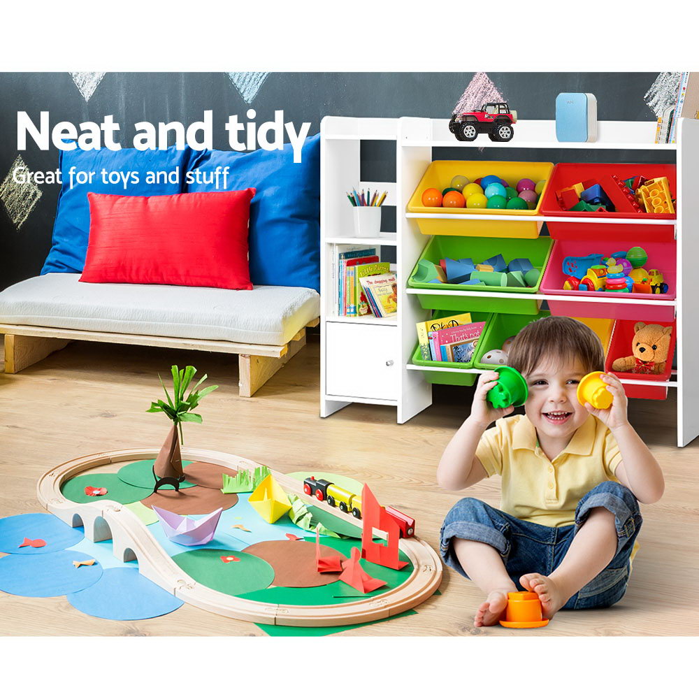 Keezi Kids Toy Box 8 Bins Bookshelf Storage Rack Organiser Toy Display 5