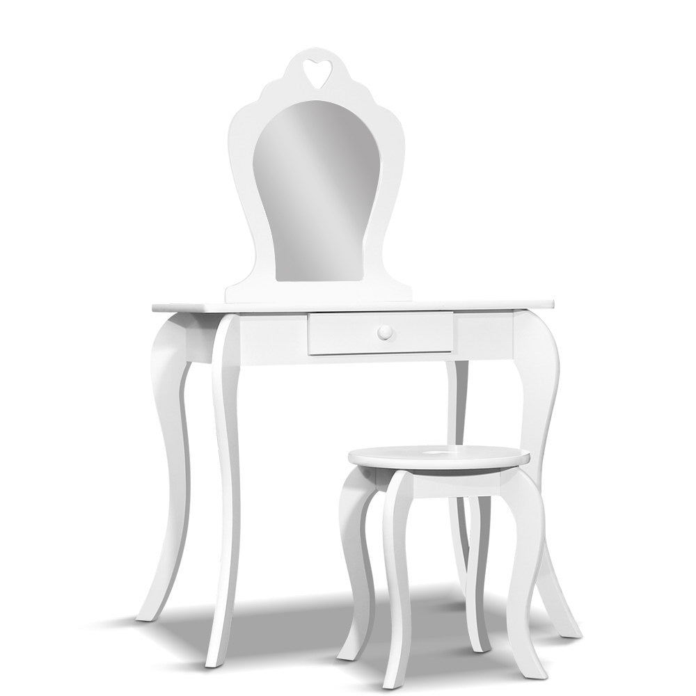 Keezi Kids Dressing Table Stool Set Vanity Mirror Princess Children Makeup White 3
