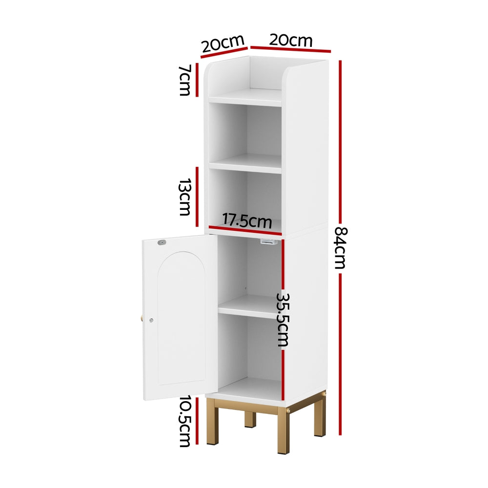 Artiss Bathroom Storage Cabinet Floor Organizer Toilet Corner Adjustable Shelf with Door White 4