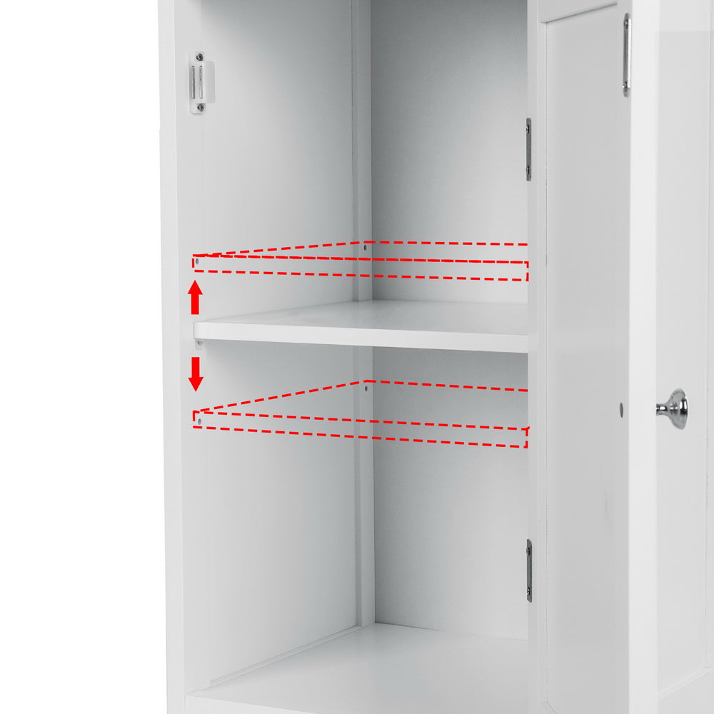 Artiss Bathroom Cabinet Storage 161cm White Rattan Tallboy Toilet Cupboard 7