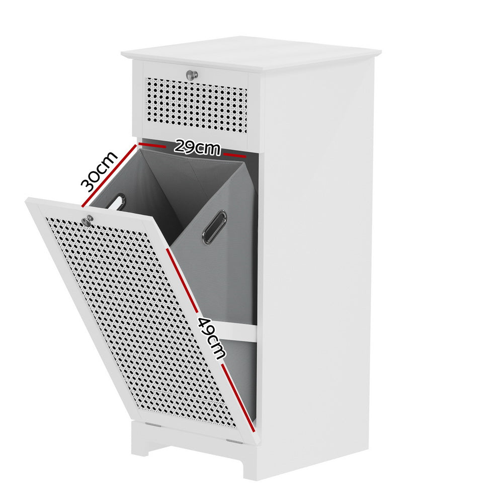 Artiss Laundry Hamper Cabinet Bathroom Storage White Rattan Clothes Basket 5