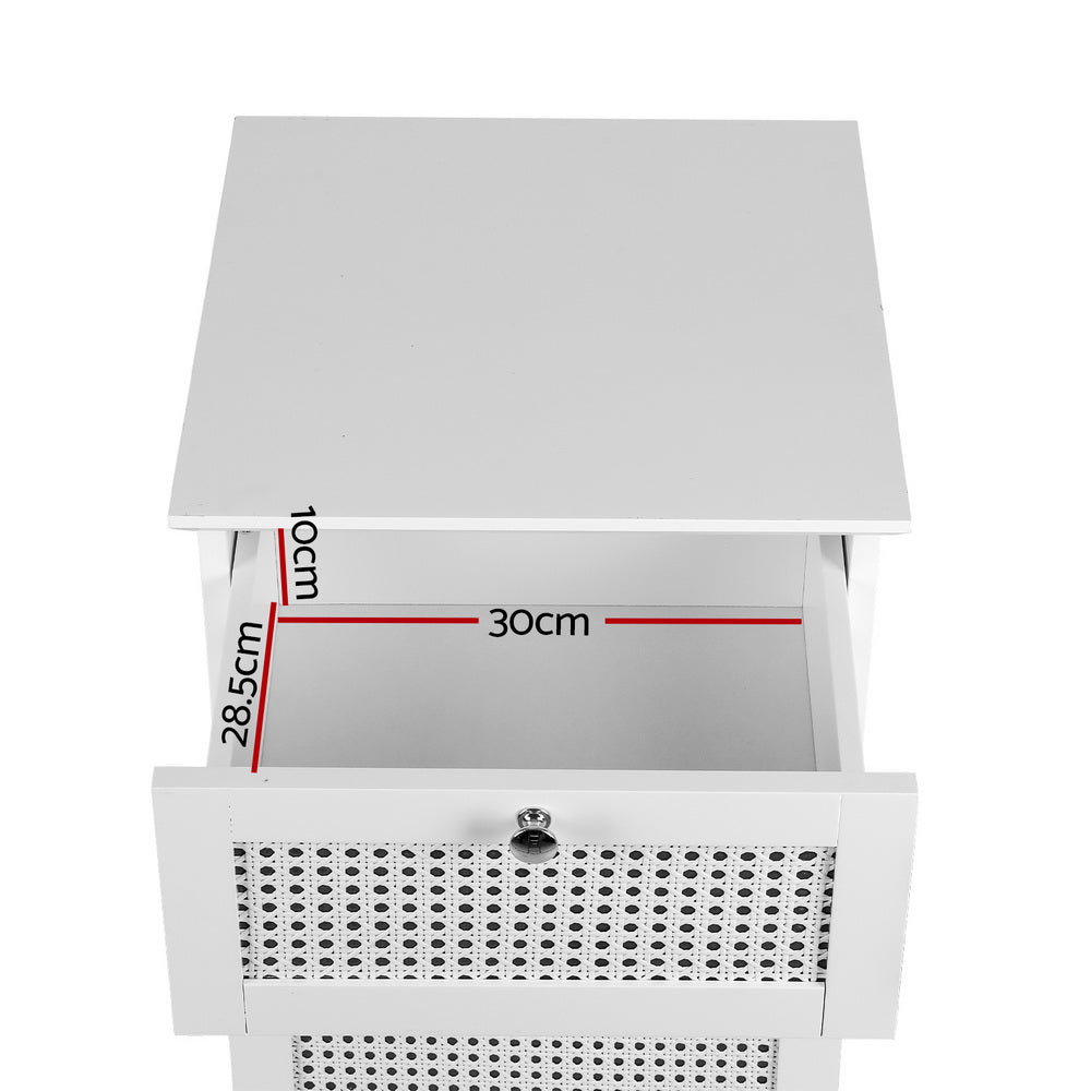 Artiss Laundry Hamper Cabinet Bathroom Storage White Rattan Clothes Basket 6