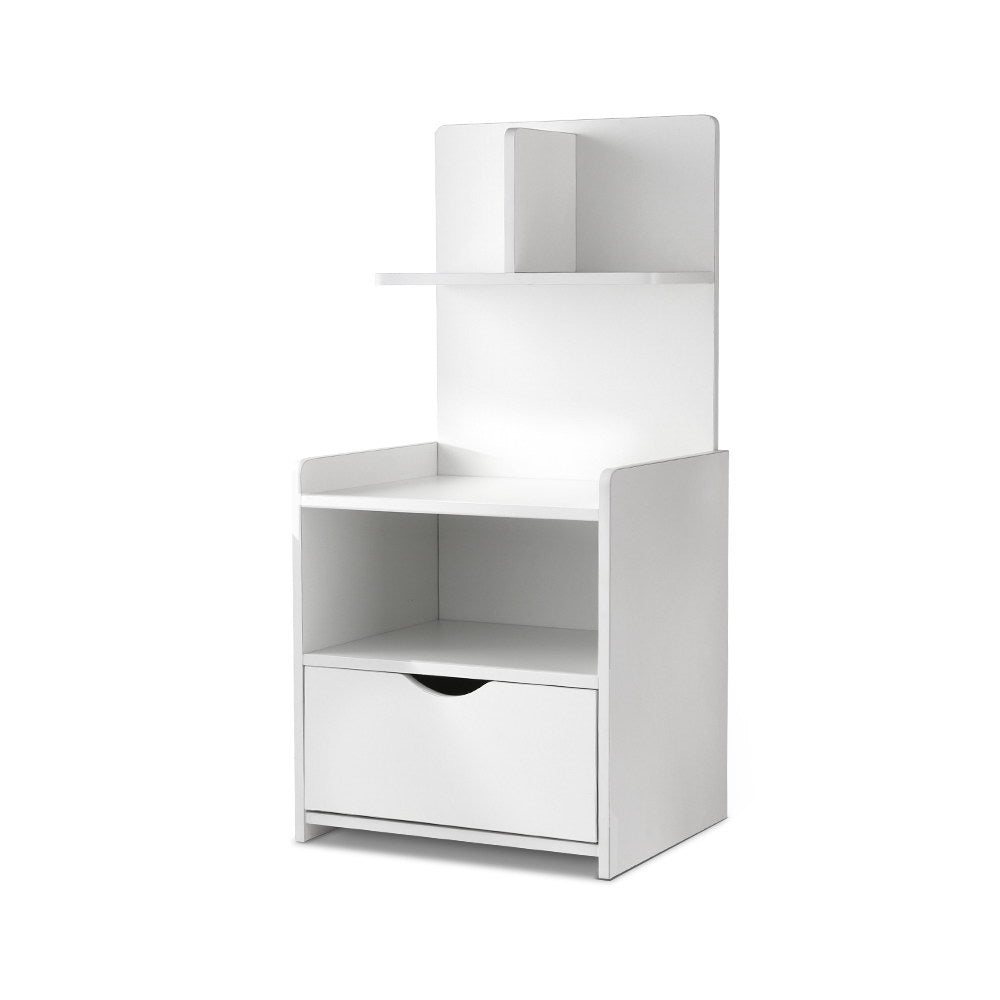 Artiss Bedside Table 1 Drawer with Shelves - EVERMORE White 3