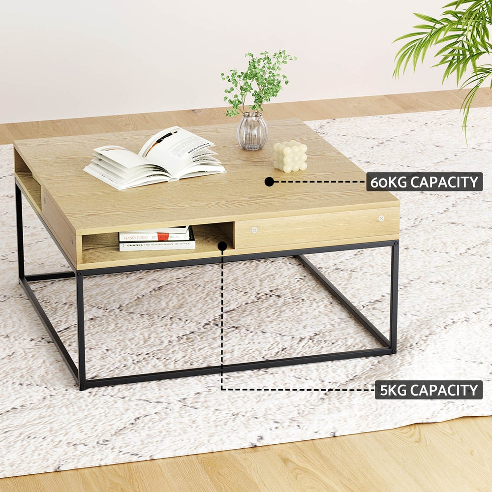 Artiss Coffee Table Storage Shelf Metal Frame 5