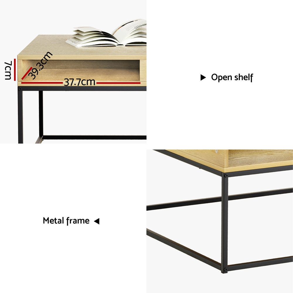 Artiss Coffee Table Storage Shelf Metal Frame 6