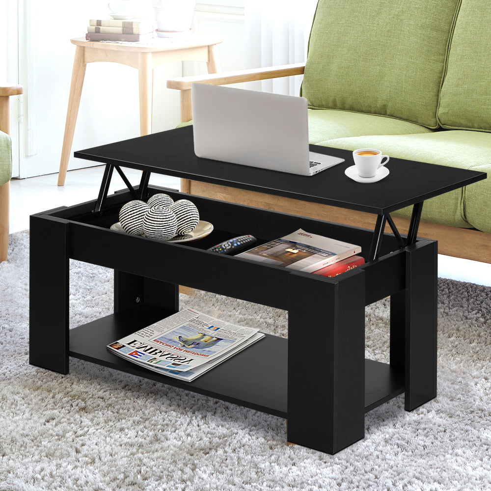 Artiss Coffee Table Lift-top Coffee Table Black 7