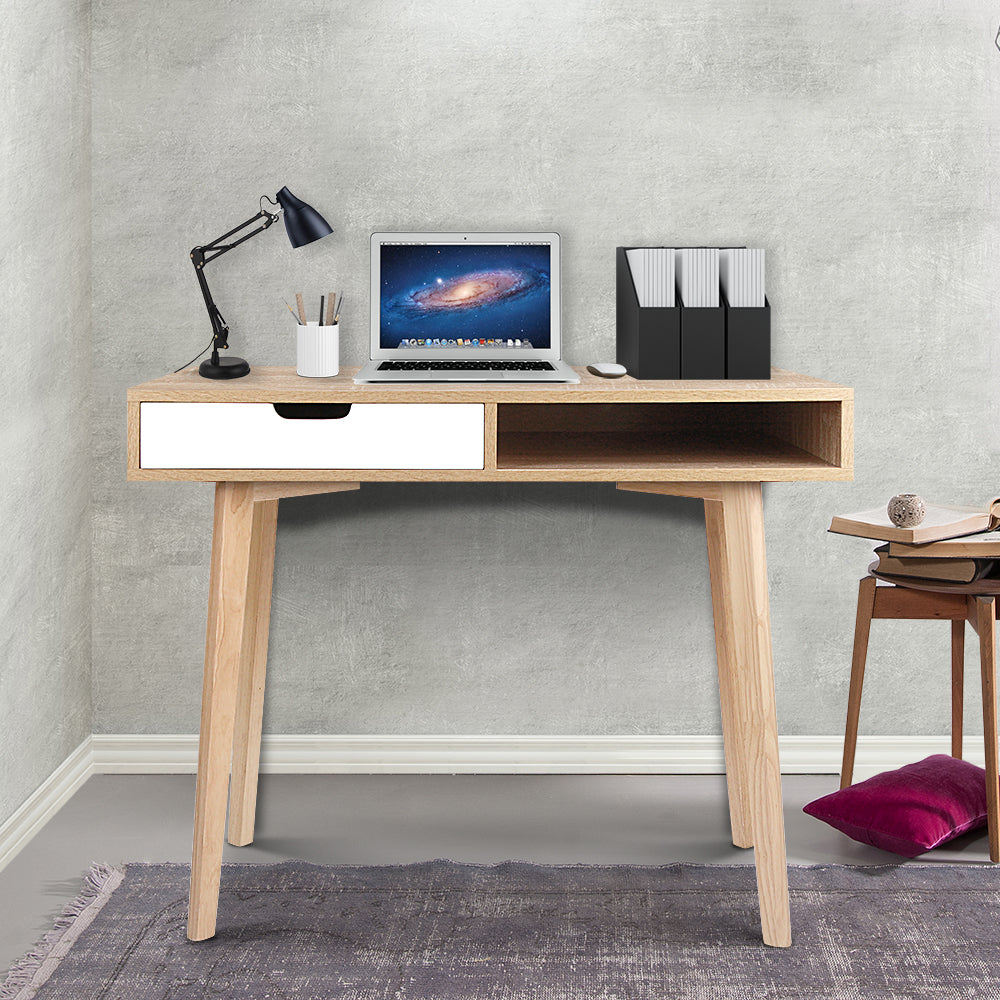 Artiss Computer Desk Drawer Cabinet Shelf Oak 90CM 7