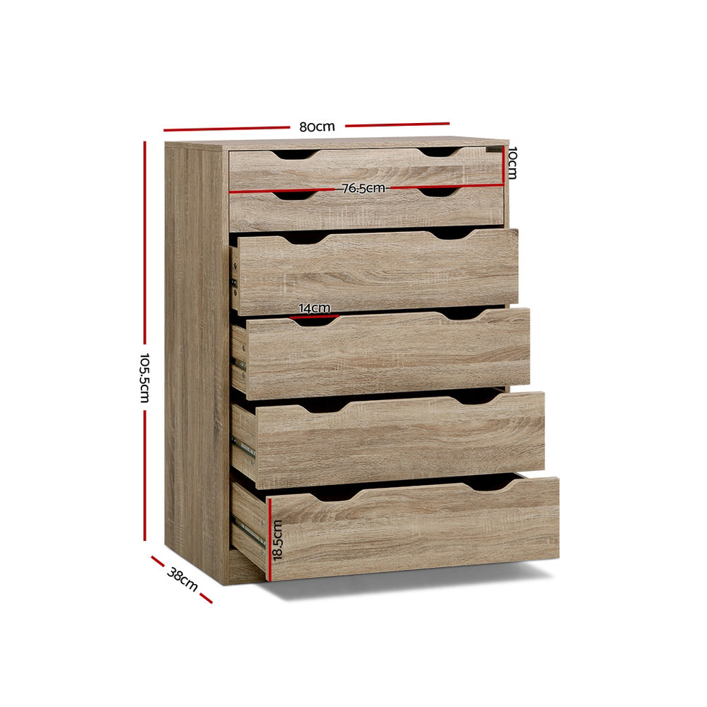 Artiss 6 Chest of Drawers - MYLA Oak 4