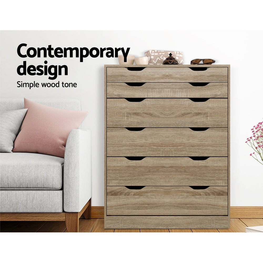 Artiss 6 Chest of Drawers - MYLA Oak 5