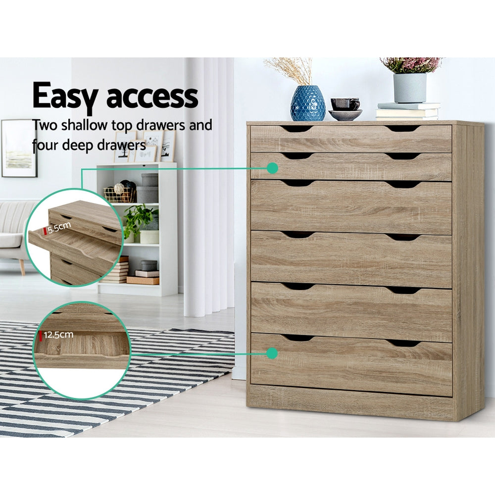 Artiss 6 Chest of Drawers - MYLA Oak 6
