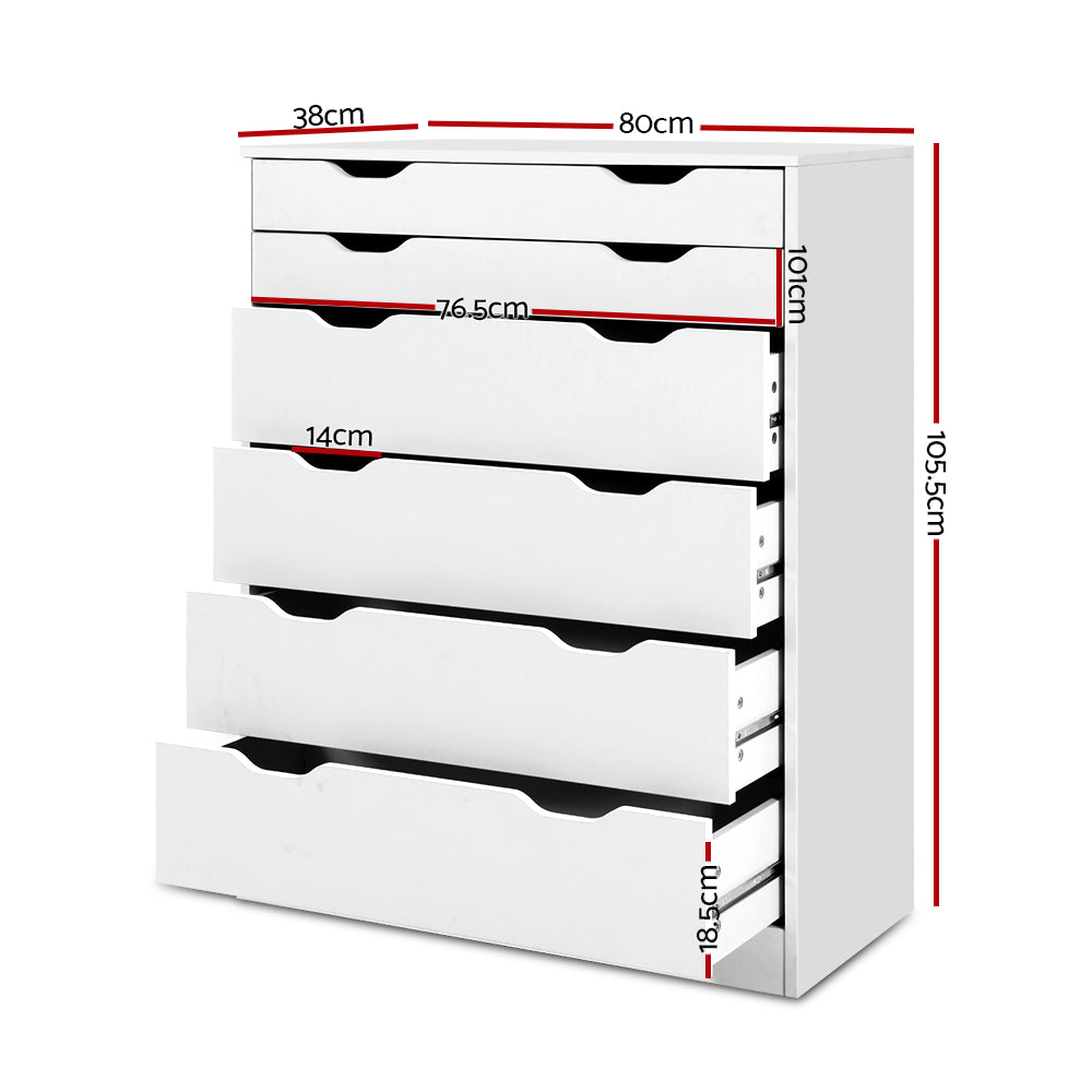 Artiss 6 Chest of Drawers - MYLA White 4