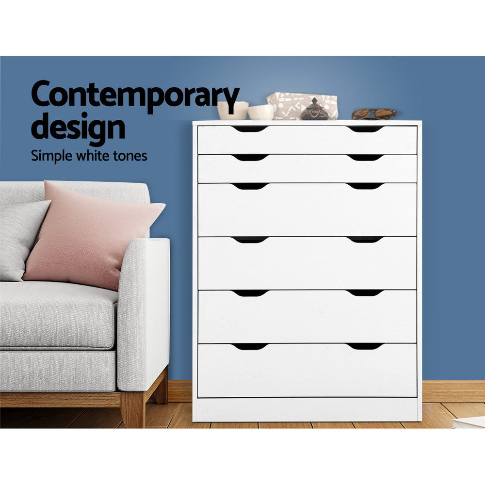 Artiss 6 Chest of Drawers - MYLA White 5