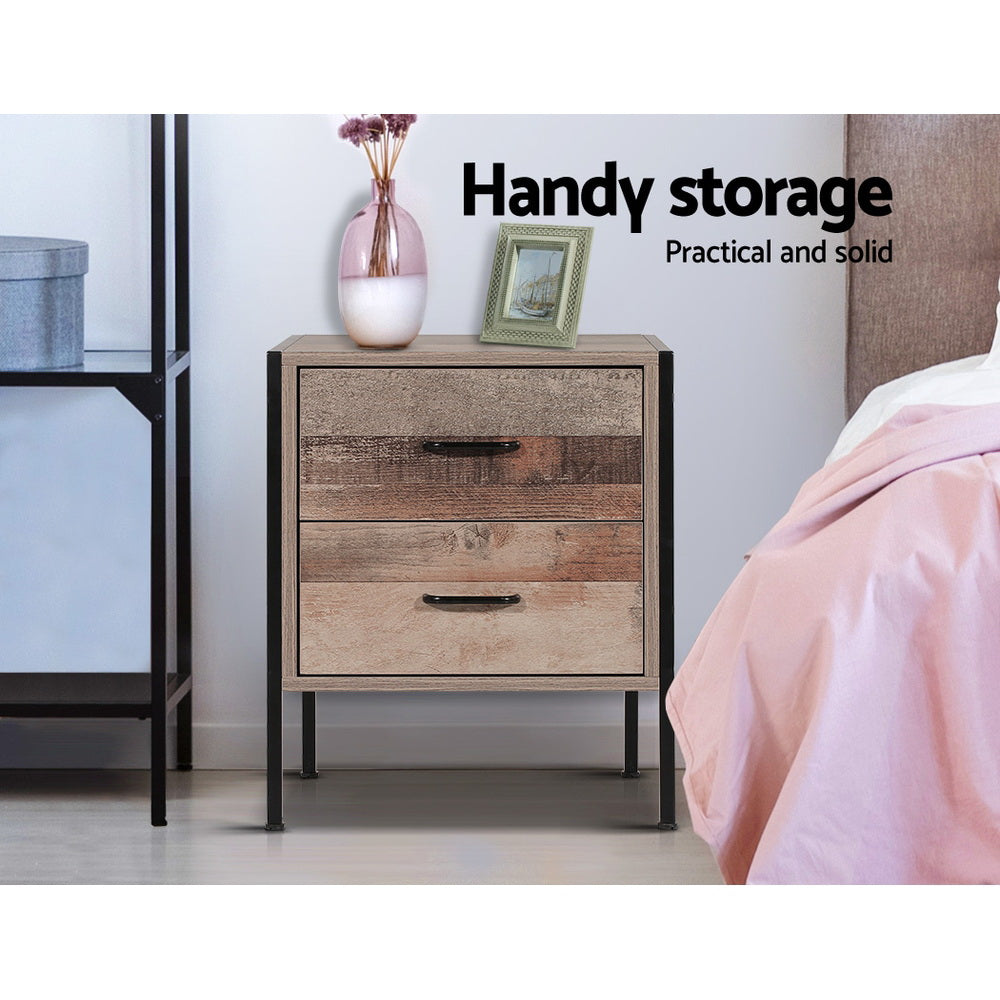 Artiss Bedside Table 2 Drawers - BARNLY 3