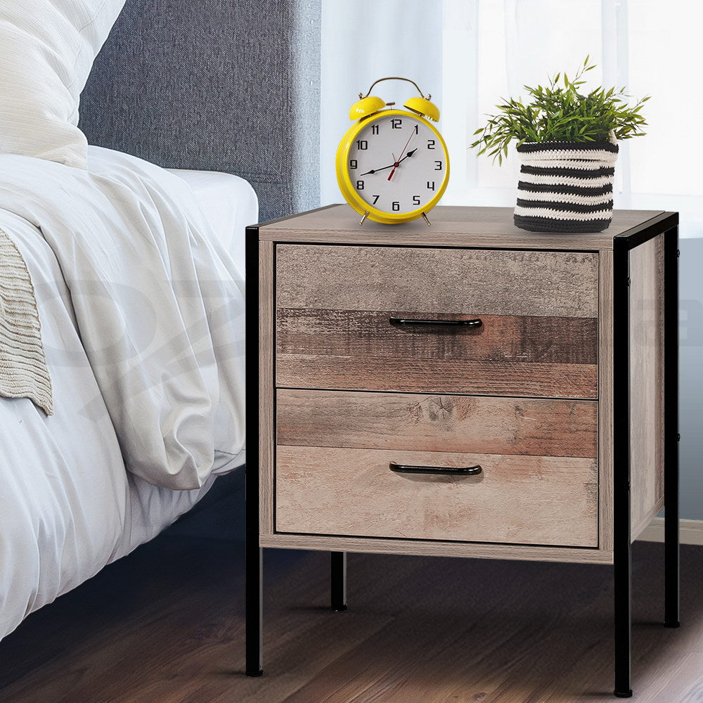 Artiss Bedside Table 2 Drawers - BARNLY 7