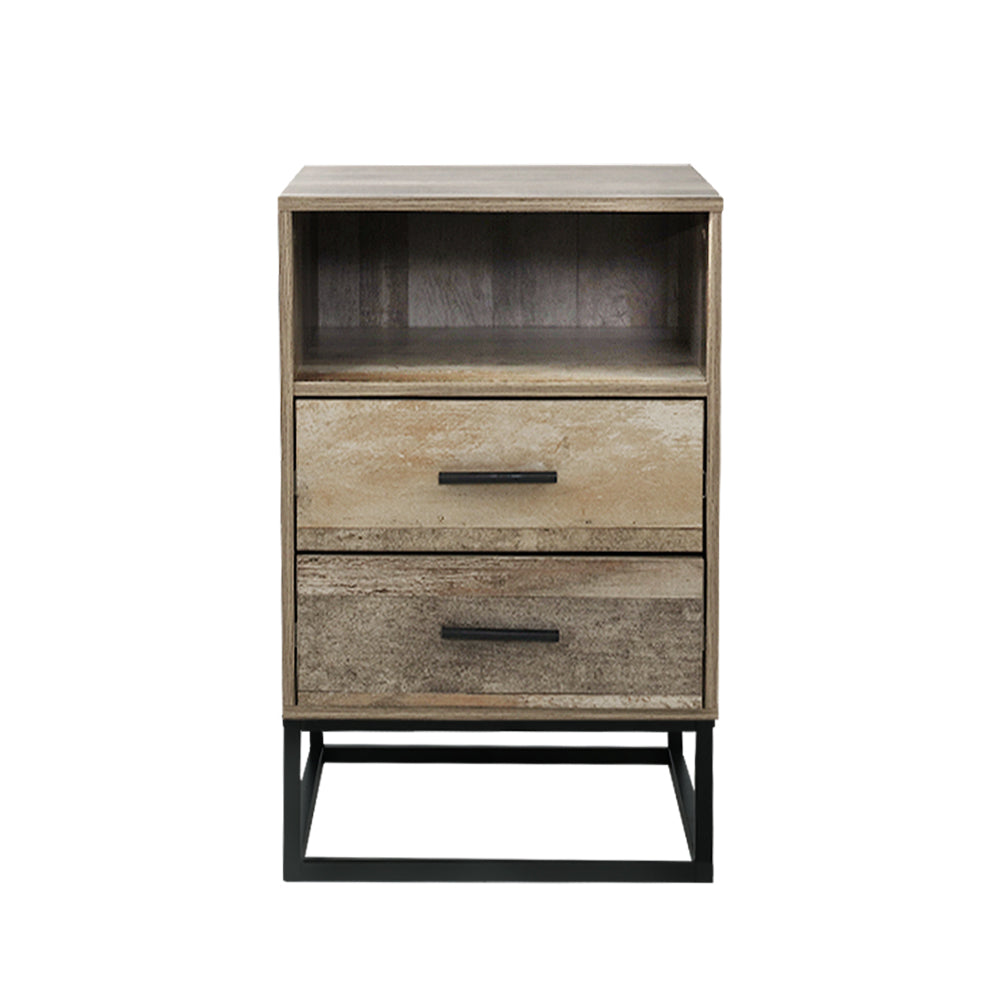 Artiss Bedside Table 2 Drawers with Shelf - BADAN 3