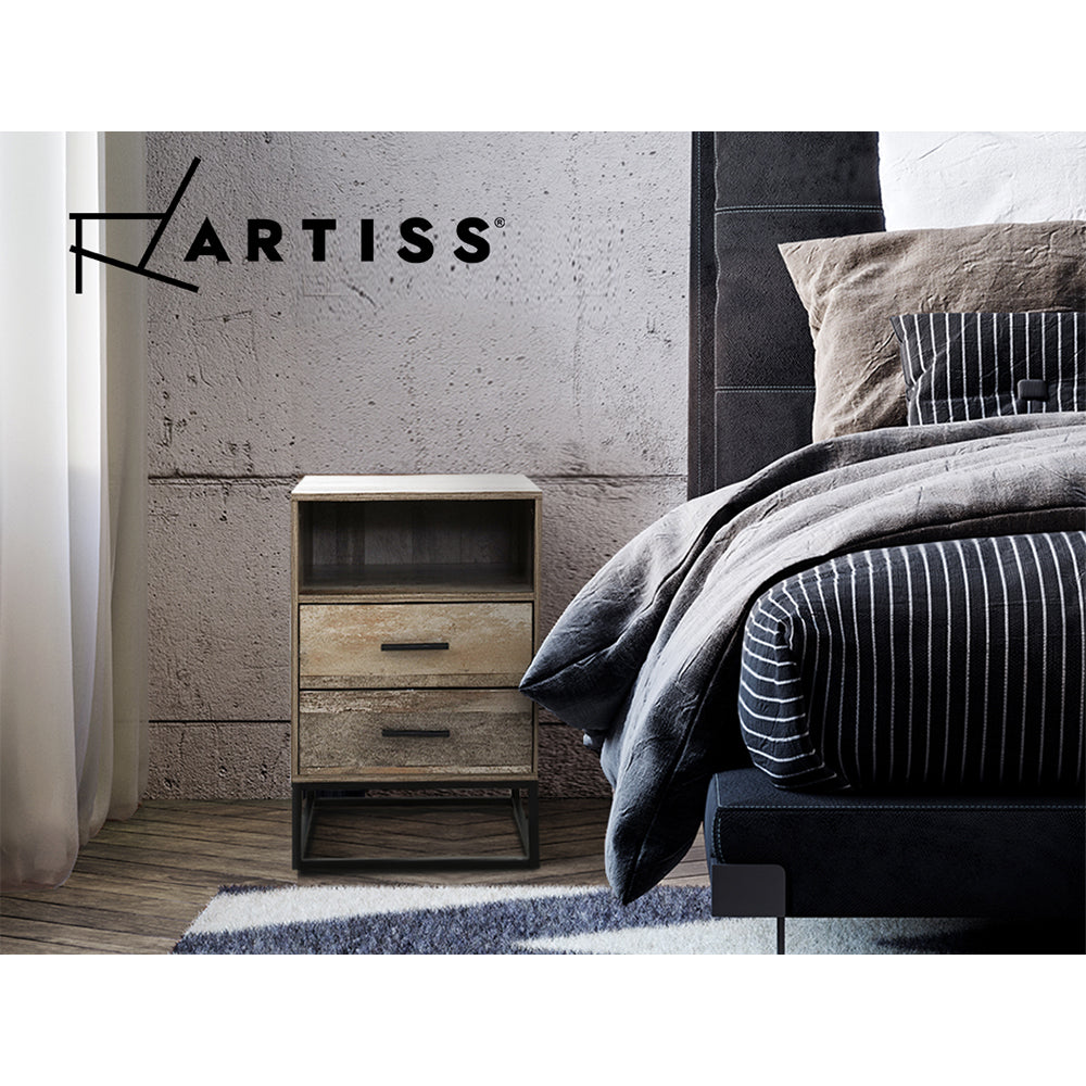 Artiss Bedside Table 2 Drawers with Shelf - BADAN 6