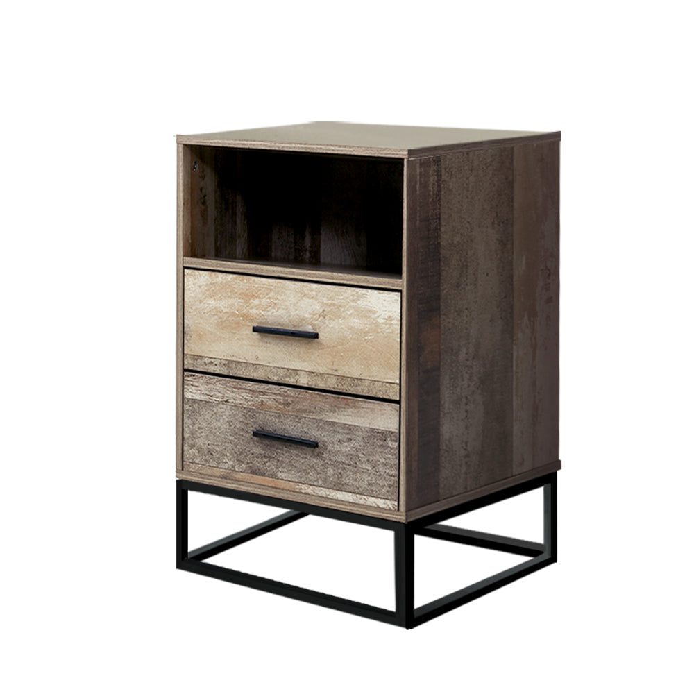 Artiss Bedside Table 2 Drawers with Shelf - BADAN 7