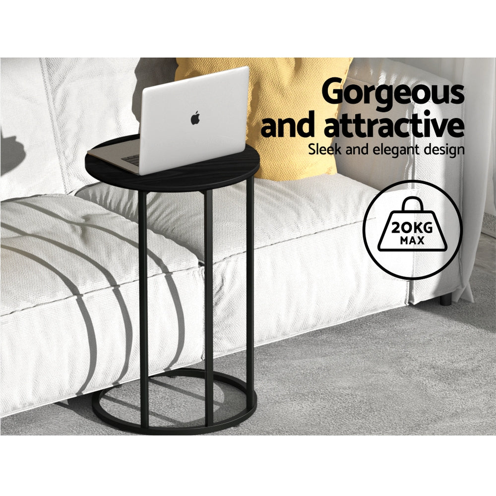 Artiss Coffee Table Side Table Round Black Martha 4