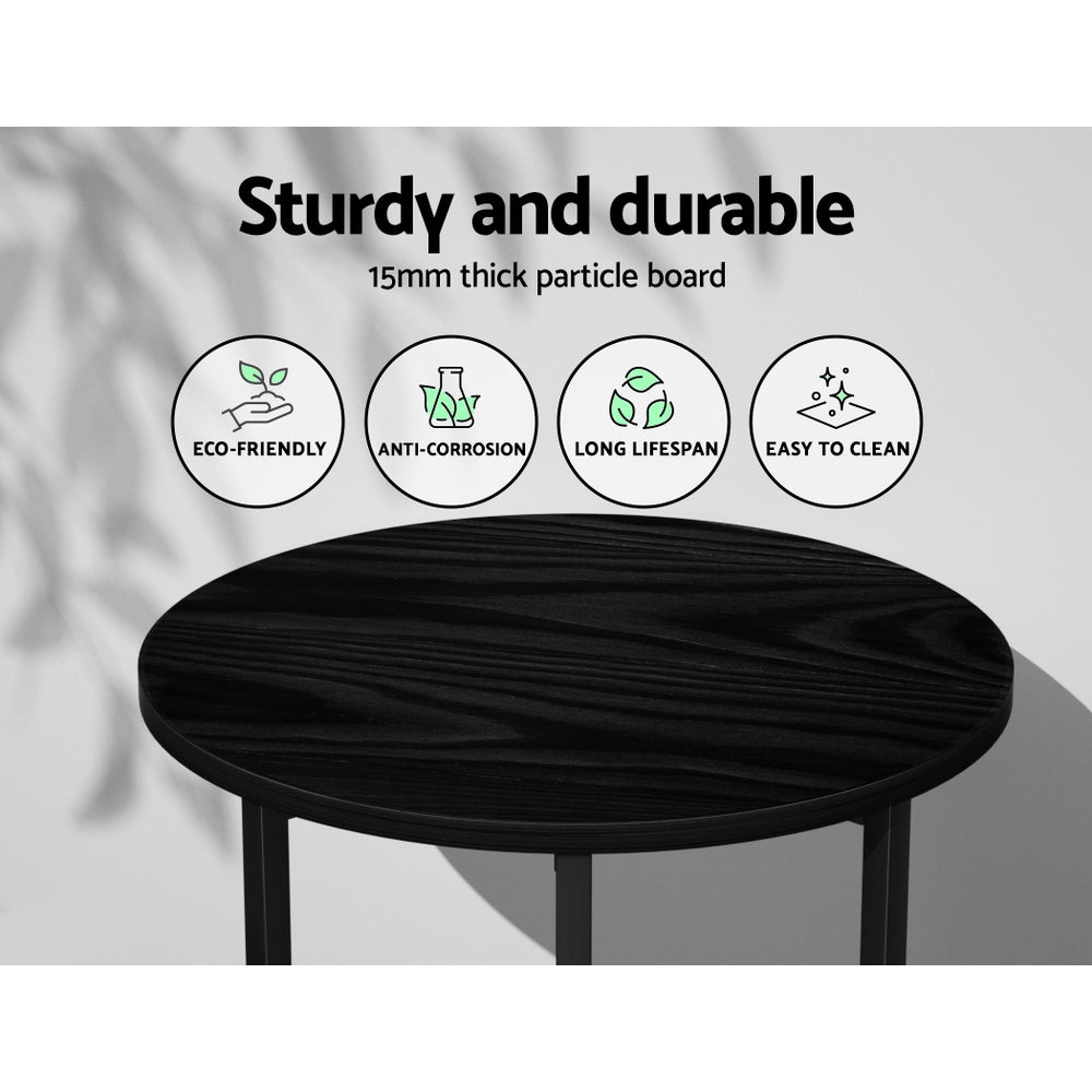 Artiss Coffee Table Side Table Round Black Martha 5