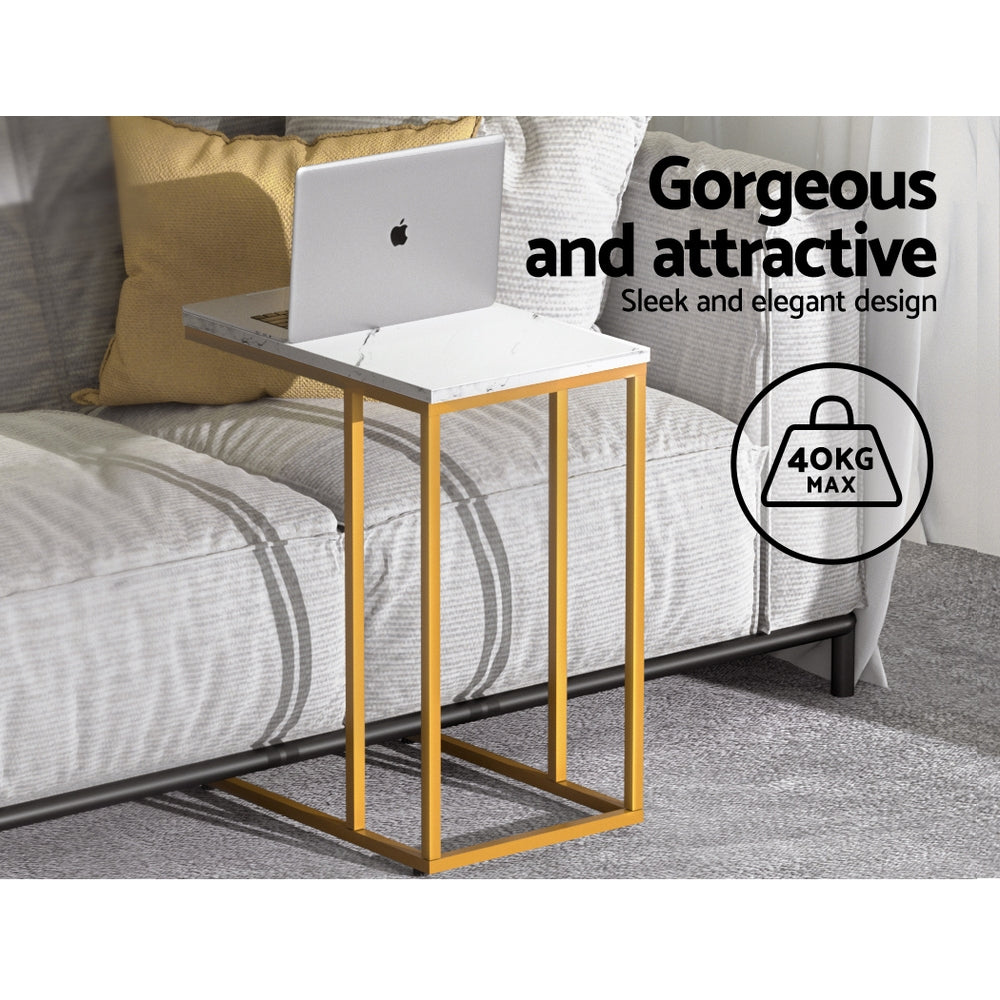 Artiss Coffee Table Side Table Marble Effect Emma 4