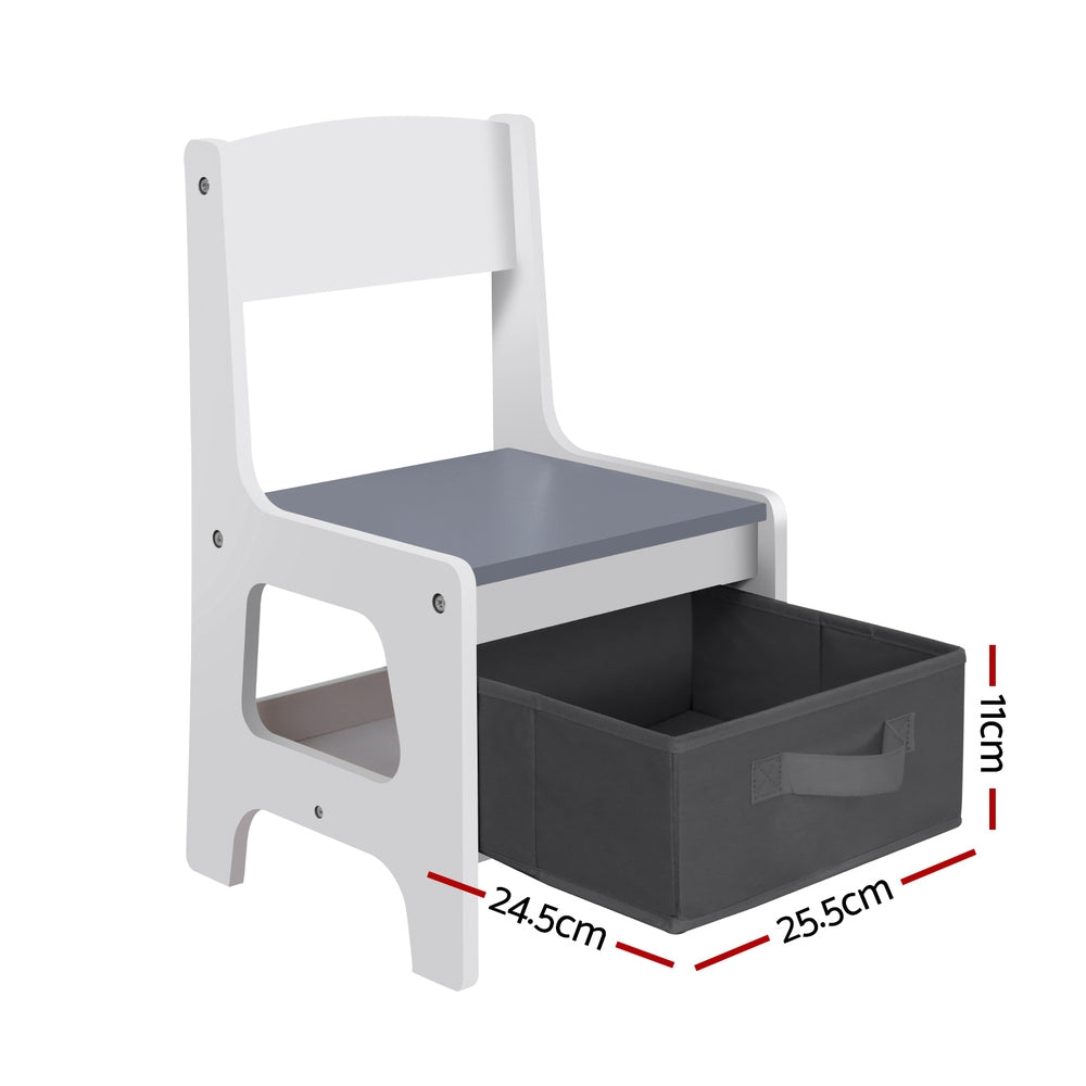 Keezi Kids Table and Chairs Set Play Activity Toys Storage Chalkboard Desk Grey 3