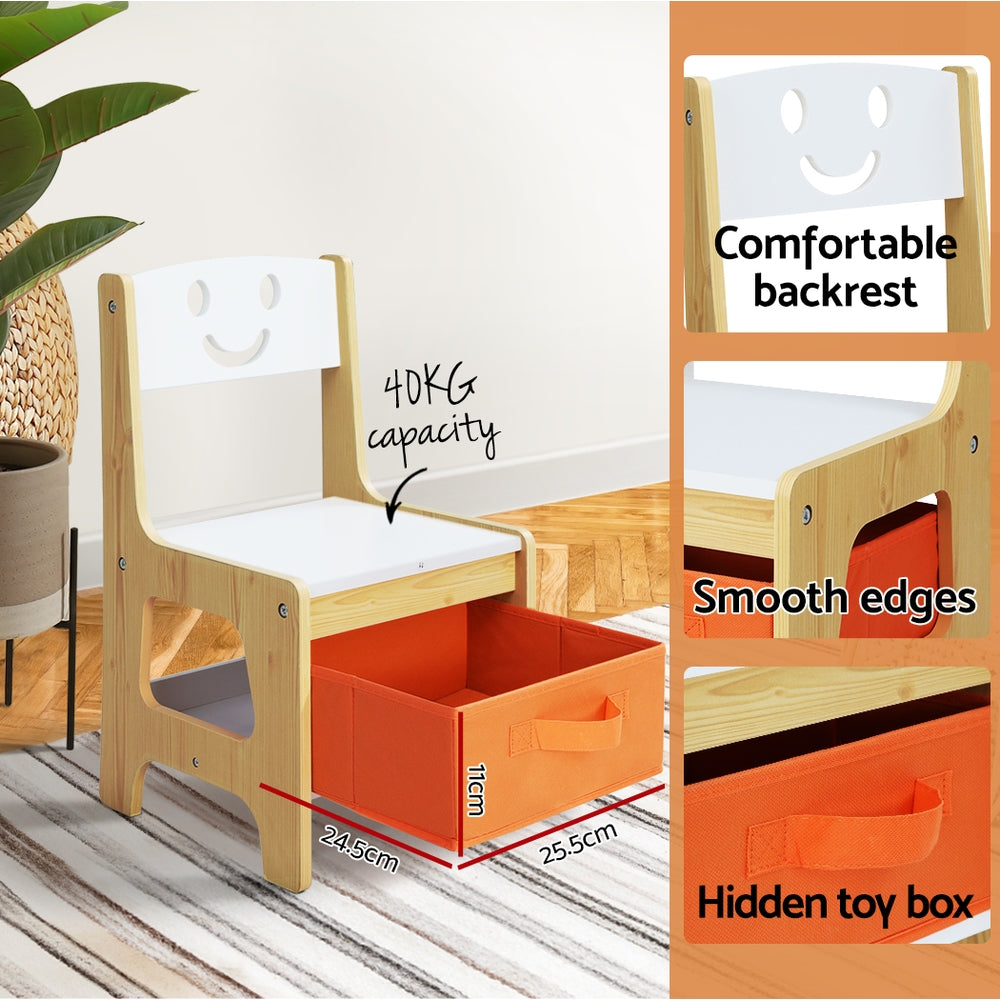 Keezi 3PCS Kids Table and Chairs Set Activity Desk Chalkboard Toys Storage Box 5