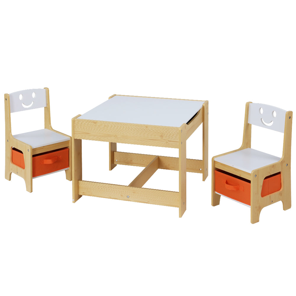 Keezi 3PCS Kids Table and Chairs Set Activity Desk Chalkboard Toys Storage Box 7
