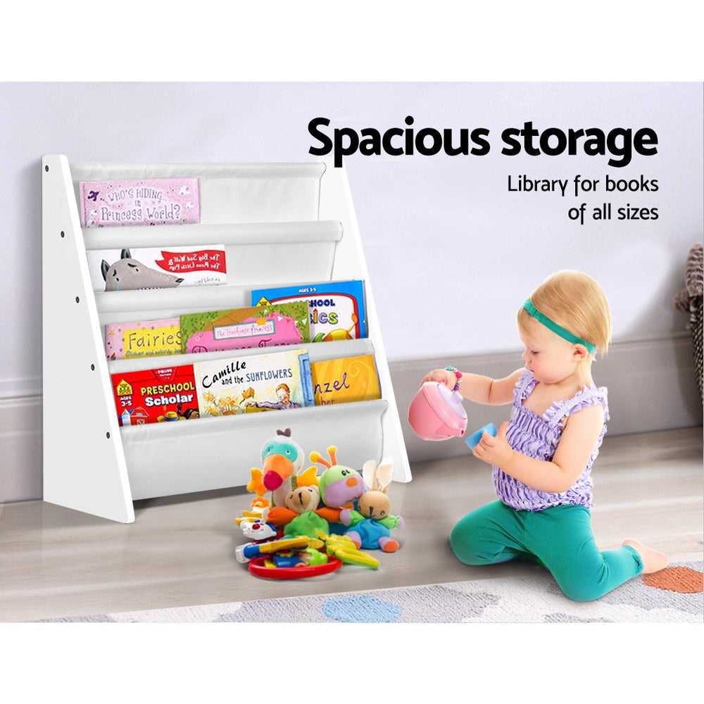 Keezi 4 Tiers Kids Bookshelf Magazine Shelf Children Bookcase Rack Organiser 5
