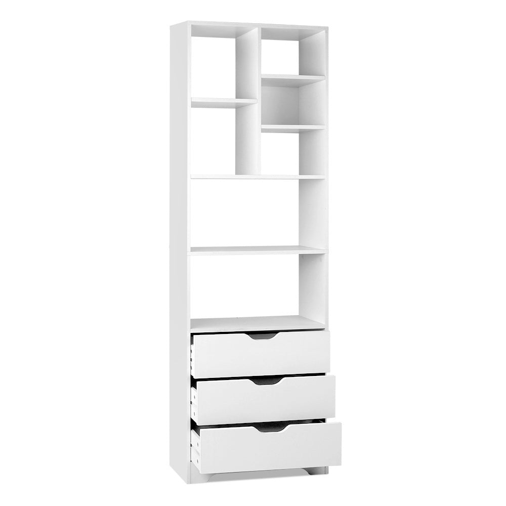 Artiss Bookshelf with Drawers - NANA White 3