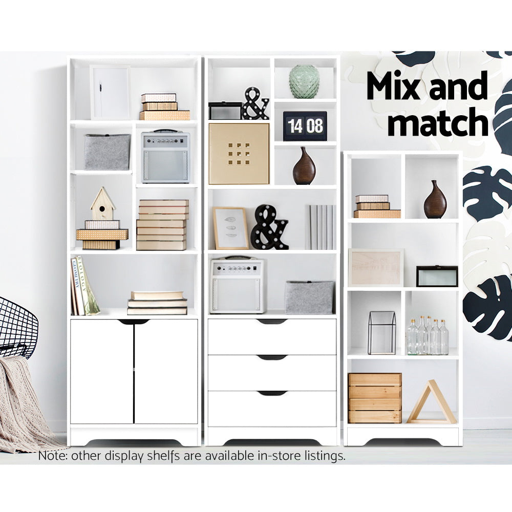 Artiss Bookshelf with Drawers - NANA White 7