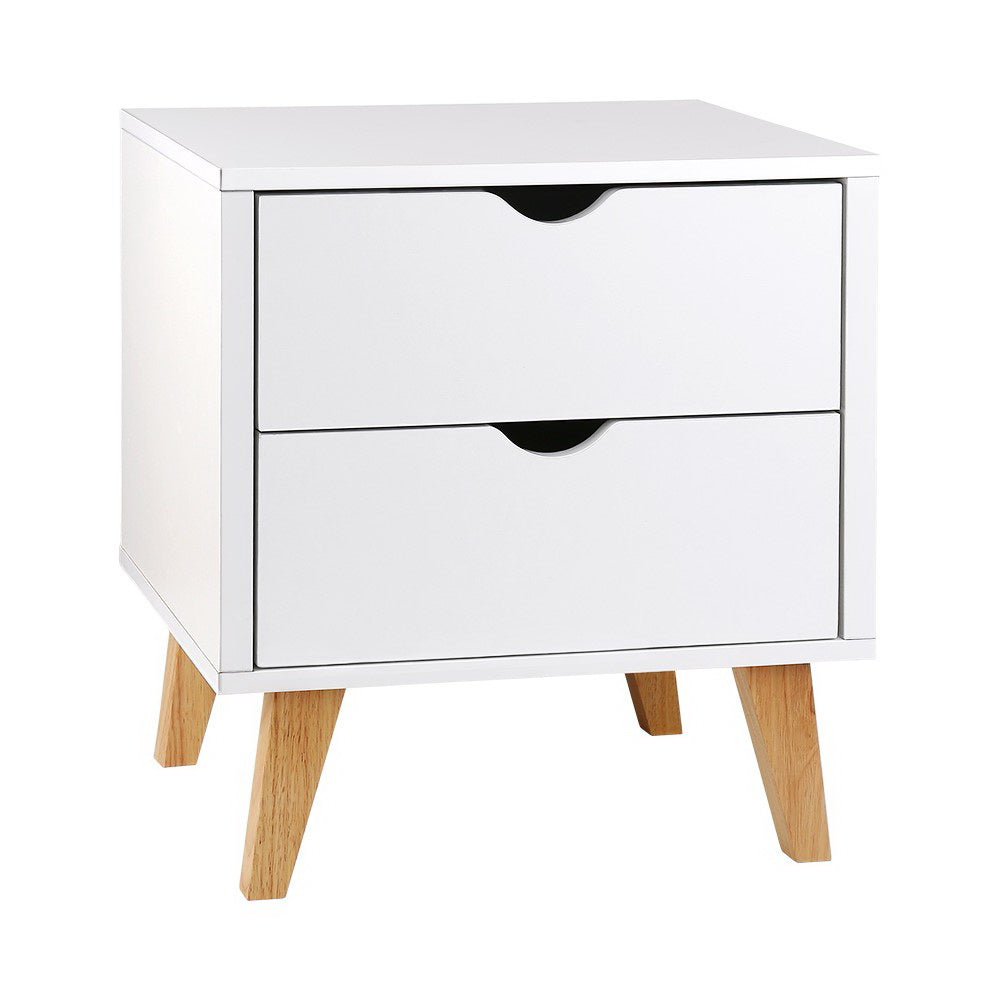Artiss Bedside Table 2 Drawers - ANDERS White 8