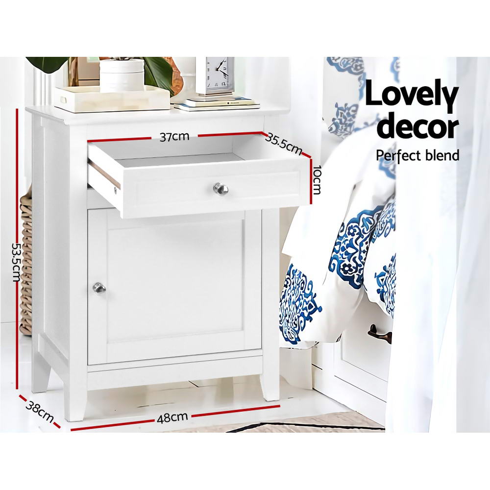 Artiss Bedside Tables Side Table Drawers Nightstand White 4