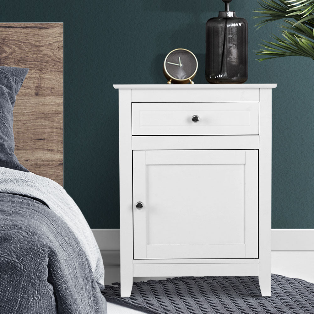 Artiss Bedside Tables Side Table Drawers Nightstand White 7