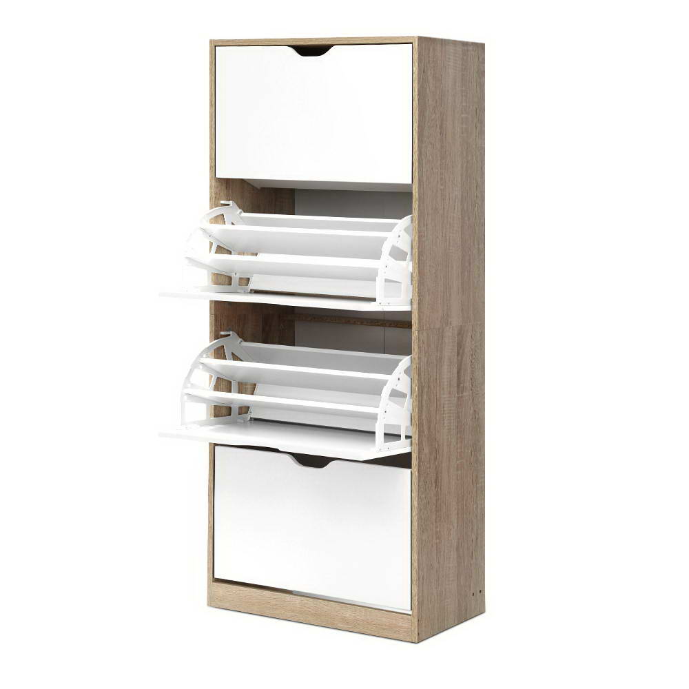 Artiss Shoe Rack Cabinet 60 Pairs 4-tier White Elen 3