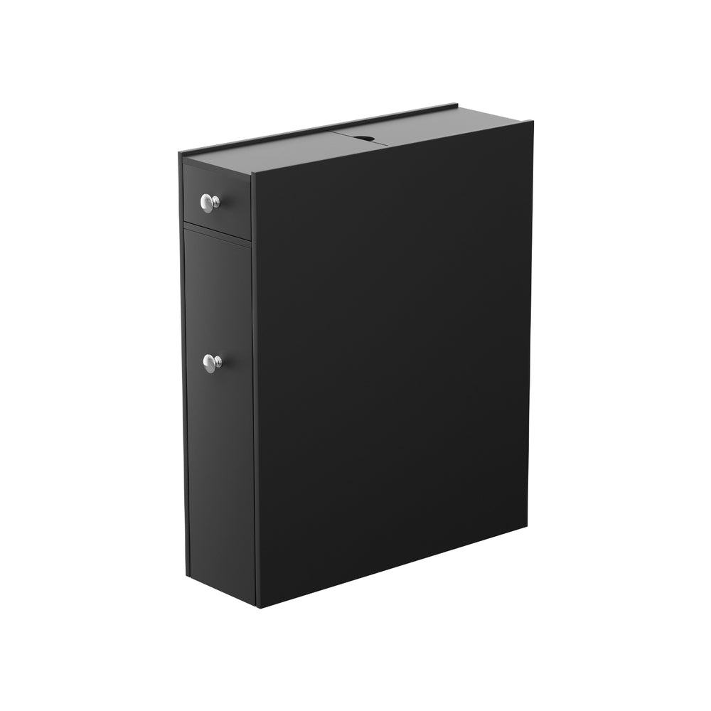 Artiss Bathroom Storage Cabinet Toilet Slim Tissue Box Caddy Holder Side Wooden Black 3