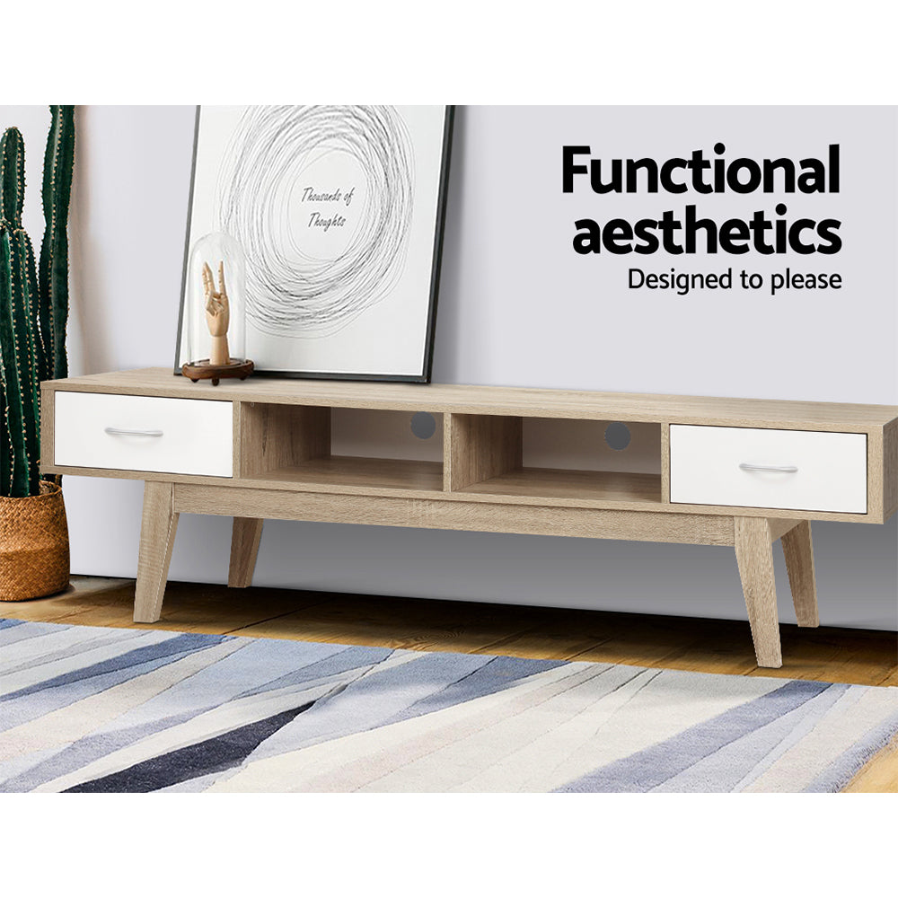 Artiss TV Cabinet Entertainment Unit 180cm Oak White Gary 6