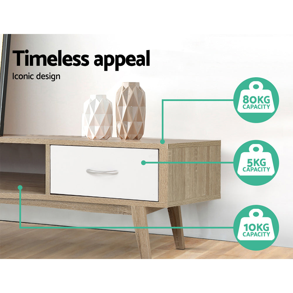 Artiss TV Cabinet Entertainment Unit 180cm Oak White Gary 8