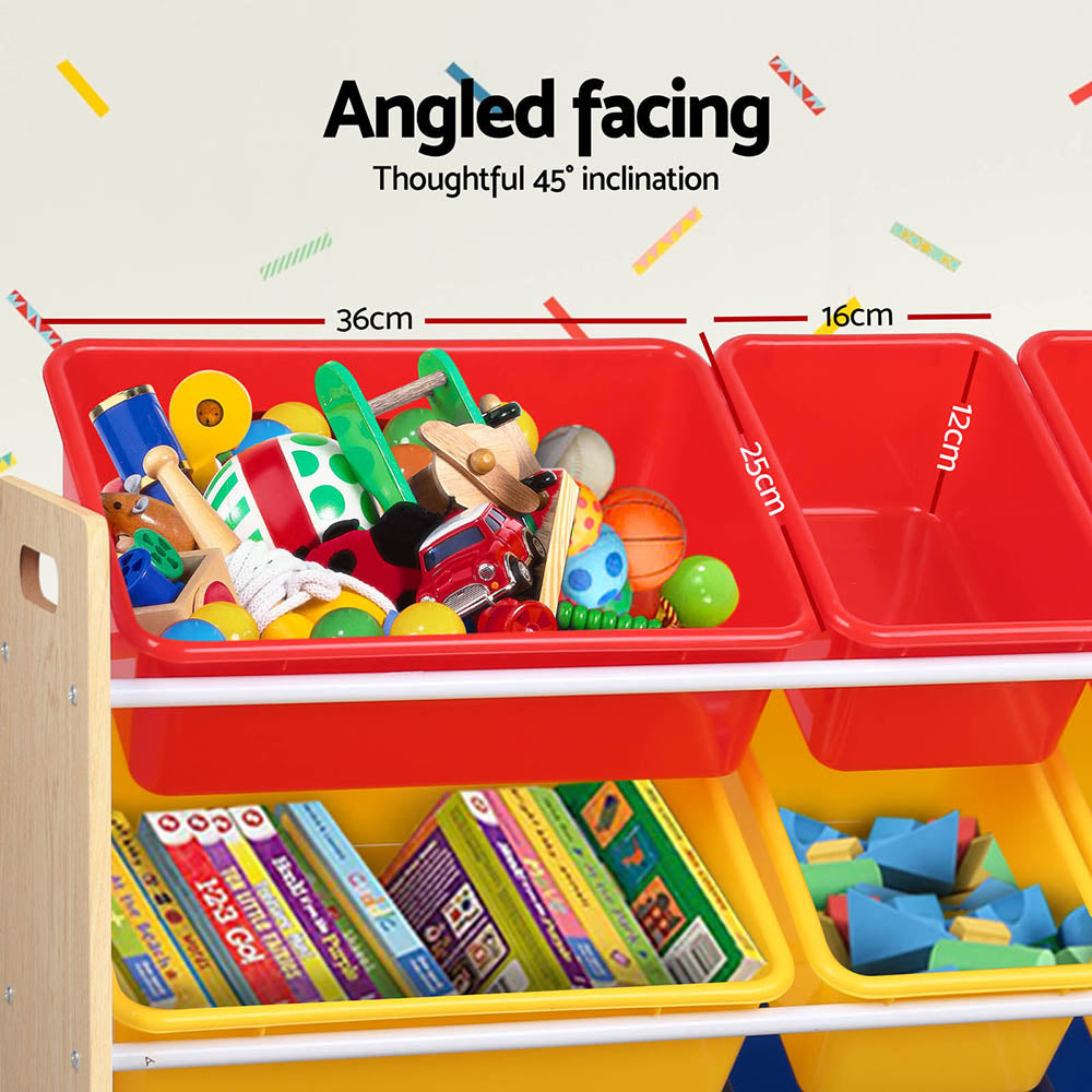Keezi Kids Toy Box 12 Bins Bookshelf Organiser Children Storage Rack 7