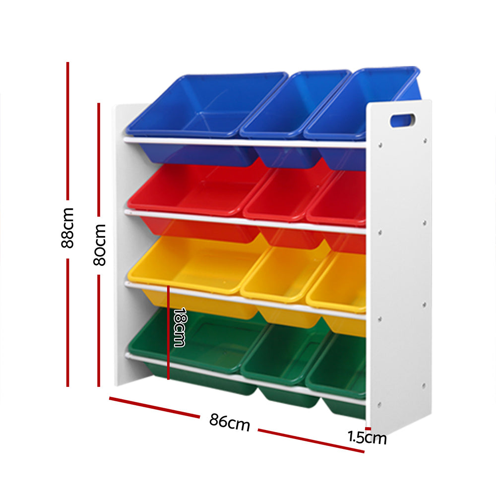 Keezi Kids Toy Box 12 Bins Bookshelf Organiser Children Storage Rack 4