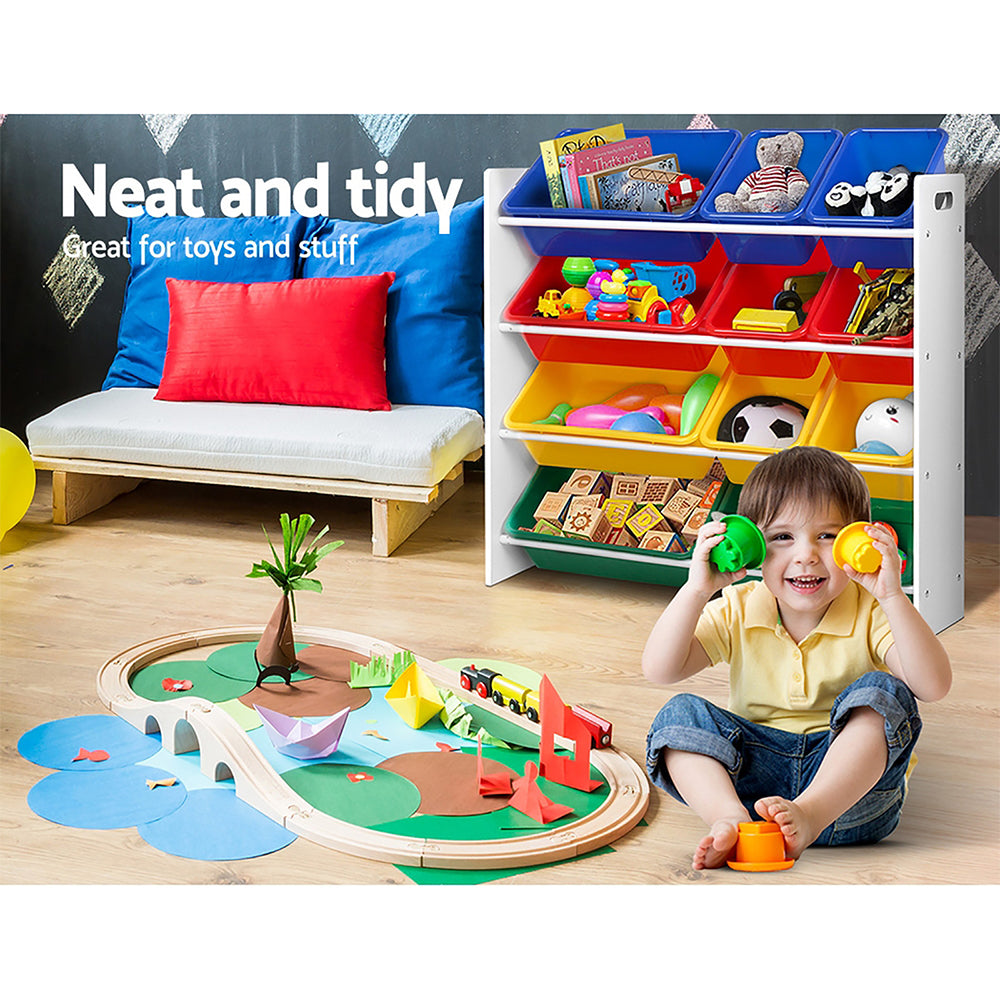 Keezi Kids Toy Box 12 Bins Bookshelf Organiser Children Storage Rack 5