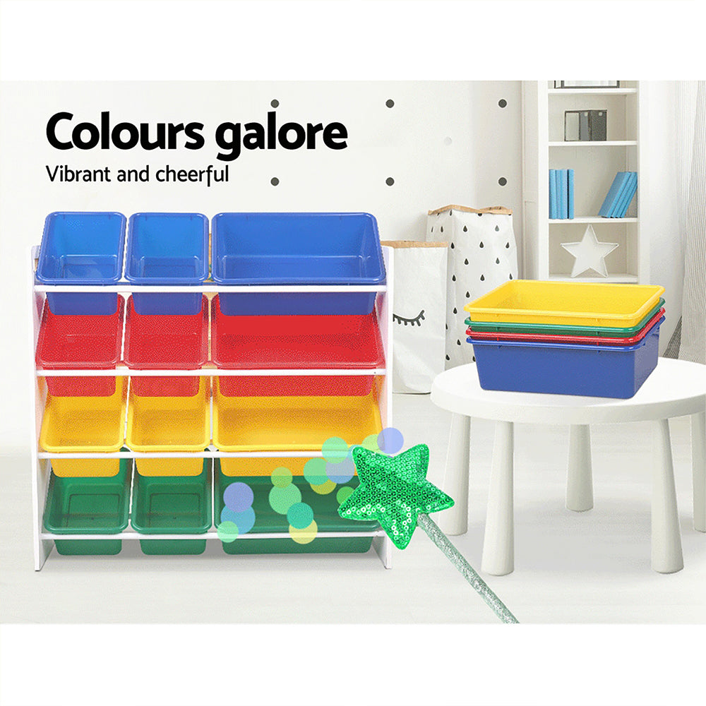 Keezi Kids Toy Box 12 Bins Bookshelf Organiser Children Storage Rack 8