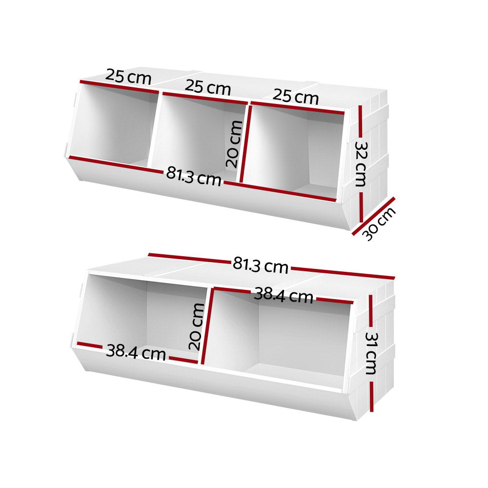 Keezi Kids Toy Box Bookshelf Storage Bookcase Organiser Display Stackable 4