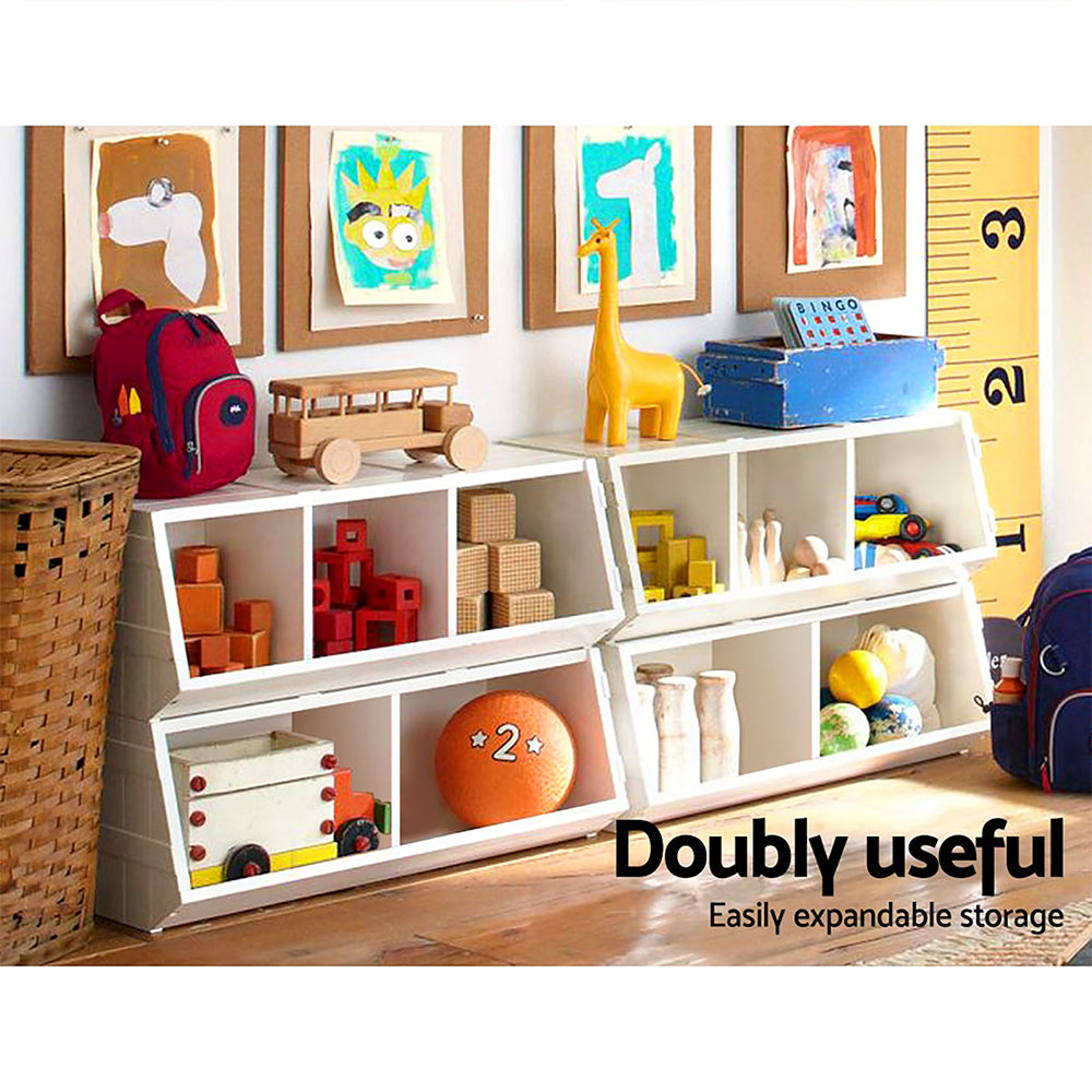 Keezi Kids Toy Box Bookshelf Storage Bookcase Organiser Display Stackable 6