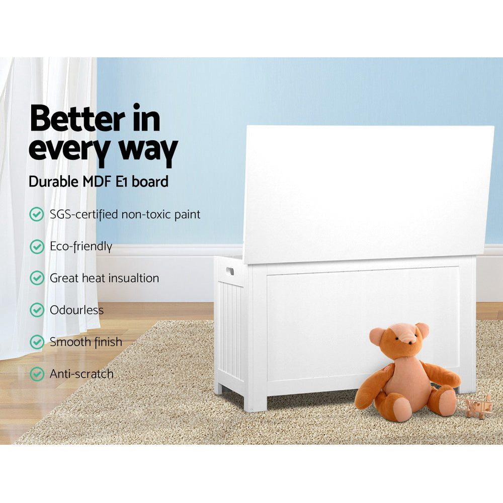 Keezi Kids Toy Box Chest Storage Blanket Children Clothes Room Organiser White 7