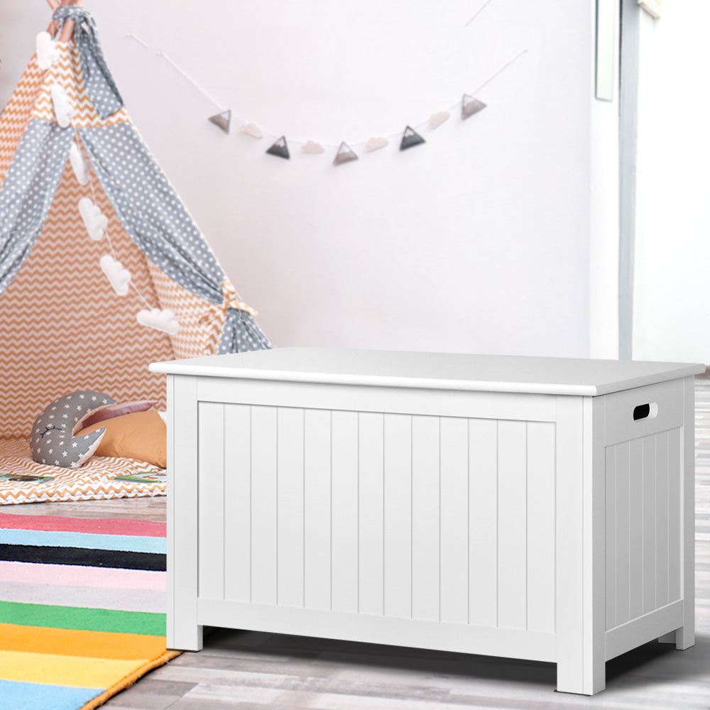 Keezi Kids Toy Box Chest Storage Blanket Children Clothes Room Organiser White 8