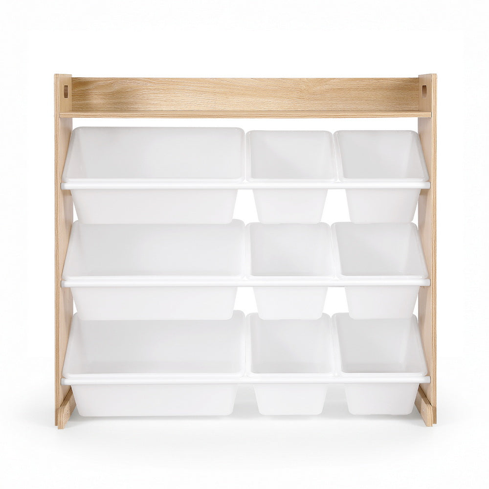 Keezi Kids Toy Box 9 Bins Bookshelf Organiser Display Shelf Storage Rack Wooden 3