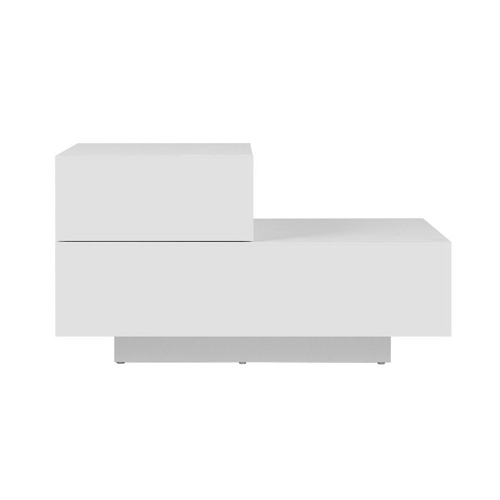 Artiss Bedside Tables LED 2 Drawers - REMI White 3