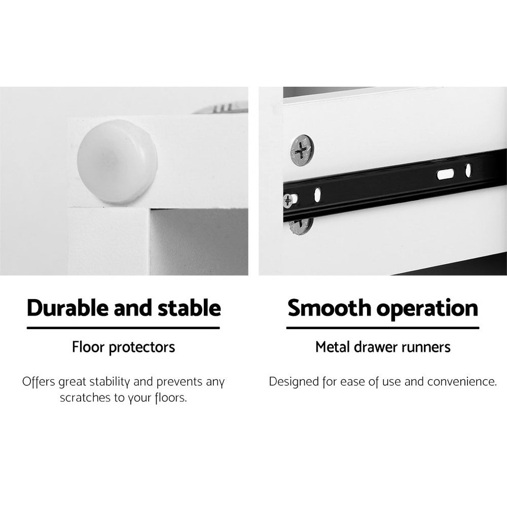 Artiss Bedside Tables LED 2 Drawers - REMI White 5