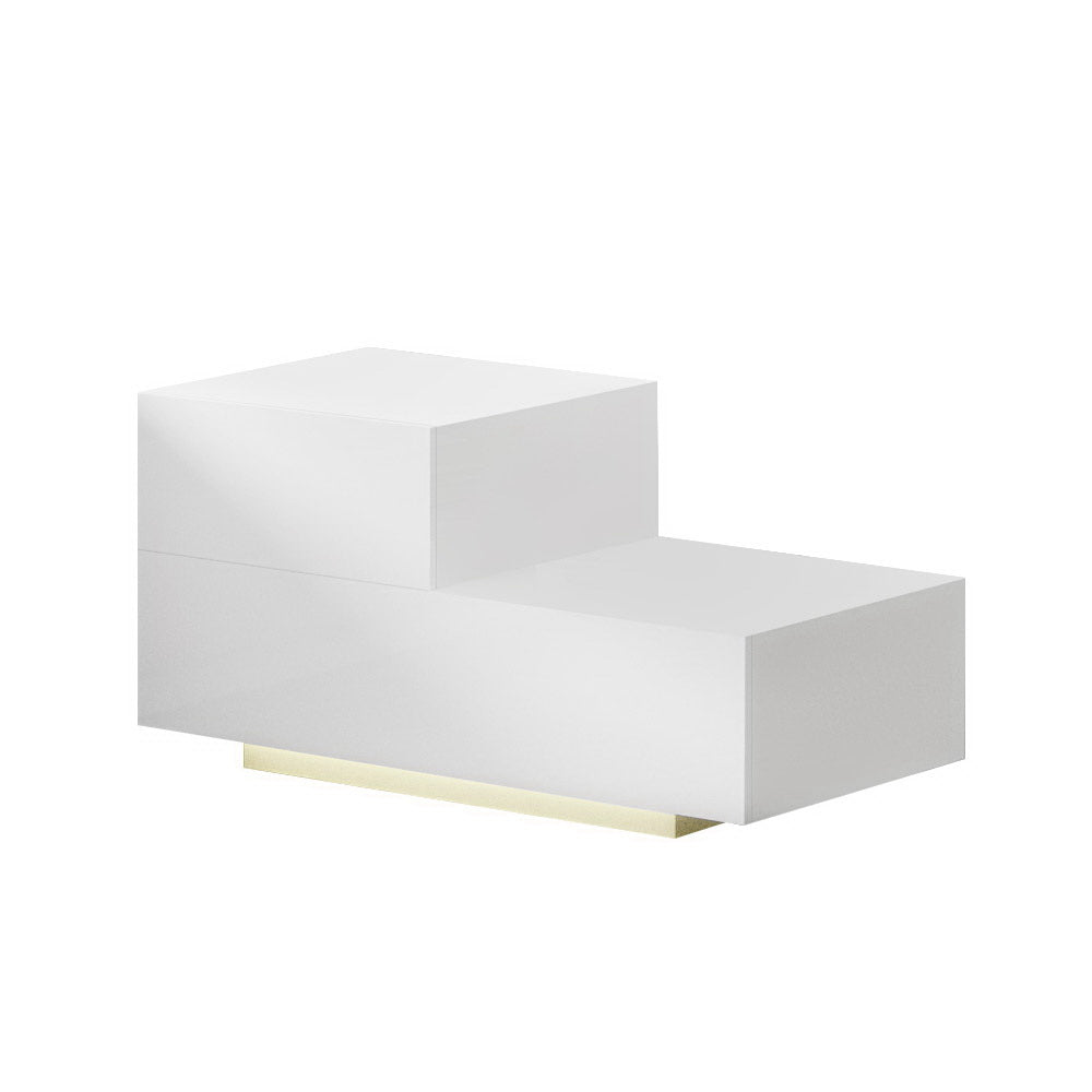 Artiss Bedside Tables LED 2 Drawers - REMI White 7