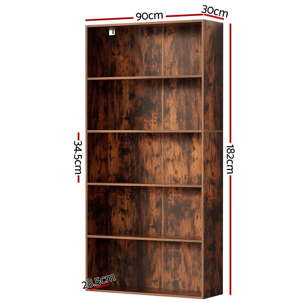 Artiss Bookshelf 5 Tiers Walnut 3
